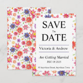 Mooie bloemige reserveringskaart save the date (Voorkant / Achterkant)