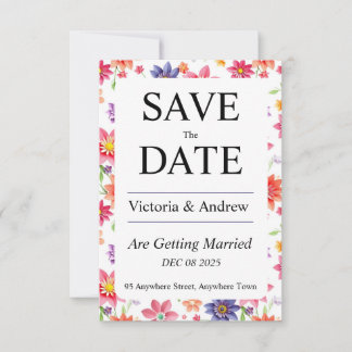 Mooie bloemige reserveringskaart save the date