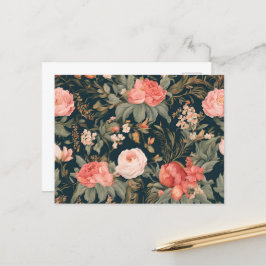 Mooie bloemige roos bloemen briefkaart