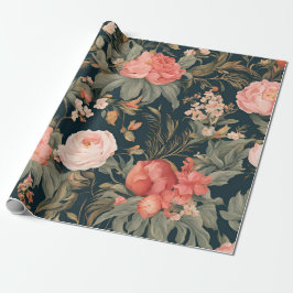 Mooie Bloemige Roos Bloemen Cadeaupapier