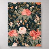 Mooie Bloemige Roos Bloemen Poster (Voorkant)