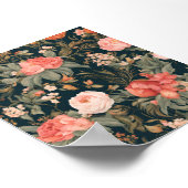 Mooie Bloemige Roos Bloemen Poster (Hoek)
