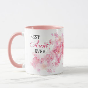 Mooie Bloemige Roze Aquarel Beste Tante Ooit Mok
