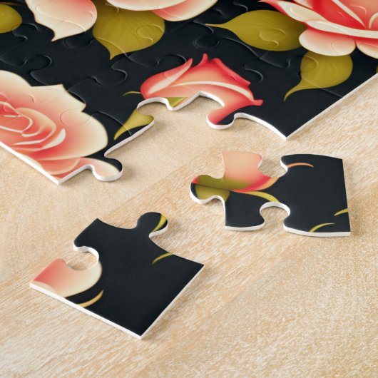 Mooie bloemige roze rozen legpuzzel (Zijkant)