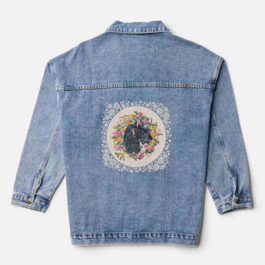 Mooie Bloemige Schotse Terrier Denim Jacket (Achterkant)