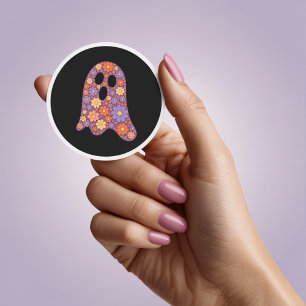 Mooie bloemige spook Boo sticker Halloween