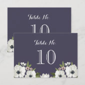 Mooie bloemige tafelnummerkaart - paars kaart (Voorkant / Achterkant)