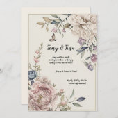 Mooie Bloemige Trouw/Save The Date Uitnodiging (Voorkant / Achterkant)