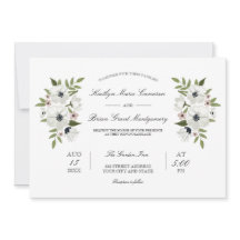 Mooie Bloemige Trouw Uitnodiging