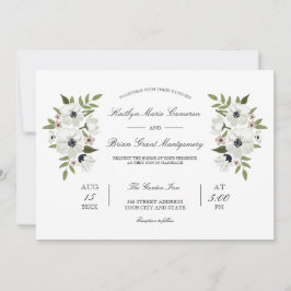 Mooie Bloemige Trouw Uitnodiging