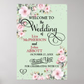 Mooie Bloemige Trouw Welkom Bord Poster (Voorkant)