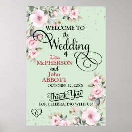 Mooie Bloemige Trouw Welkom Bord Poster
