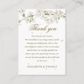 Mooie bloemige trouw witte bloesem dank je wel plaatskaartje (Voorkant)