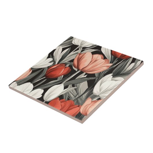 Mooie bloemige tulp keramische tegels voor vloeren tegeltje (Zijkant)