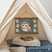 Mooie Bloemige Uil met Strikje Hangend Wandkleed