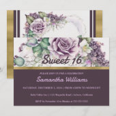 Mooie bloemige uitnodiging voor Sweet 16 (Voorkant / Achterkant)