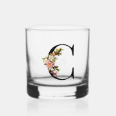 Mooie bloemige versierde monogram C Whisky Glas (Voorkant)