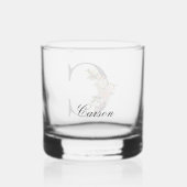 Mooie bloemige versierde monogram C Whisky Glas (Achterkant)