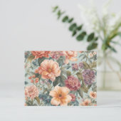 Mooie bloemige vintage bloem briefkaart (Staand voorkant)