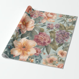 Mooie Bloemige Vintage Bloem Cadeaupapier