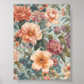 Mooie Bloemige Vintage Bloem Poster (Voorkant)
