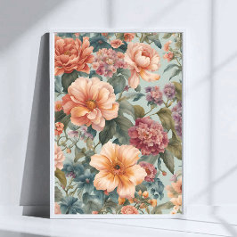 Mooie Bloemige Vintage Bloem Poster