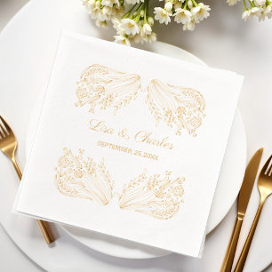 Mooie Bloemige Vintage Bruiloft Folie Servetten