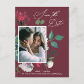 Mooie Bloemige Waterverf Bloemen Burgundy Bruiloft Uitnodiging Briefkaart (Voorkant)