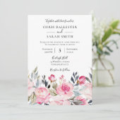 Mooie bloemige waterverf lente bruiloft kaart (Staand voorkant)