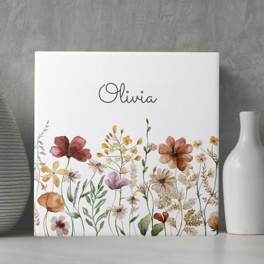 Mooie Bloemige Waterverf Wilde Bloementuin Tegeltje