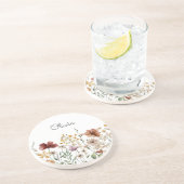 Mooie bloemige waterverf wilde bloementuin zandsteen onderzetter (Zijkant)