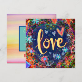 Mooie Bloemige Whimsical Kleurrijke Liefde Pret Bedankkaart