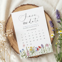 Mooie bloemige wilde bloem huwelijks kalender