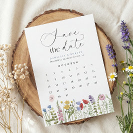 Mooie bloemige wilde bloem huwelijks kalender  save the date