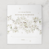 Mooie bloemige witte bloesem trouw  plaatskaartje (Buitenkant ongevouwen)