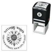 Mooie bloemige zonnebloem #2A naam retouradres Zelfinktende Stempel (In situ)