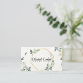 Mooie bloemkaart met gouden bloem visitekaartje (Staand voorkant)