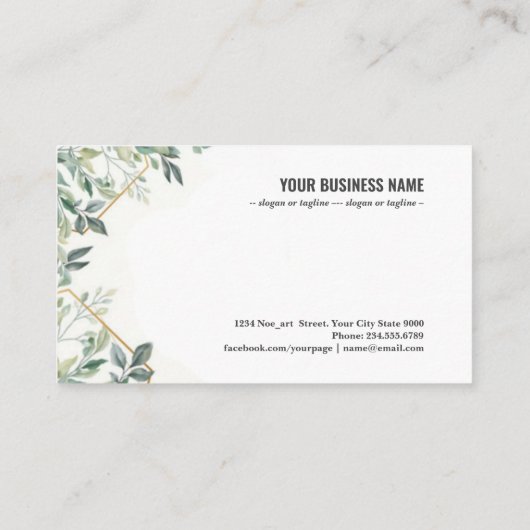 Mooie bloemkaart met gouden bloem visitekaartje (Achterkant)