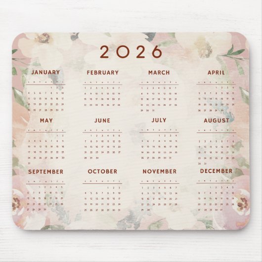 Mooie bloemkalender 2026 muismat (Voorkant)