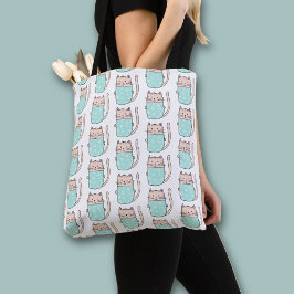 Mooie bloemkat patroon tote bag
