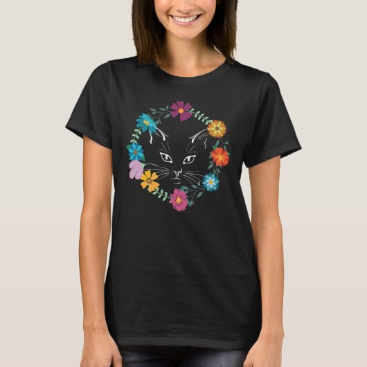 Mooie Bloemkat T-shirt (Voorkant)