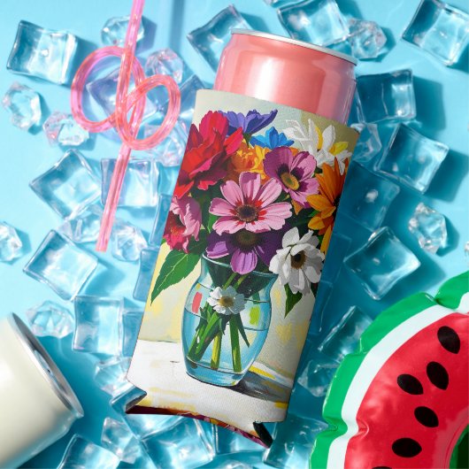 Mooie bloemkunst seltzer blikjeskoeler (Insitu Zomer)