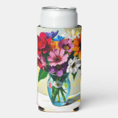 Mooie bloemkunst seltzer blikjeskoeler (Seltzer Voorkant)