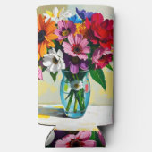 Mooie bloemkunst seltzer blikjeskoeler (Achterkant)