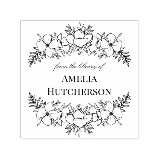 Mooie bloemlijn kunstboekplaat  zelfinktende stempel (Design)