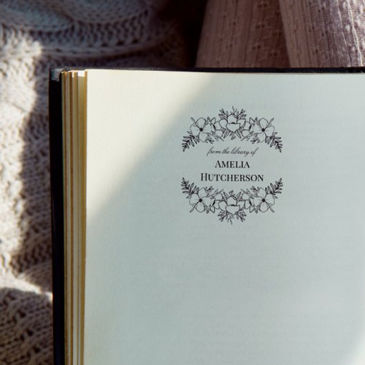 Mooie bloemlijn kunstboekplaat  zelfinktende stempel