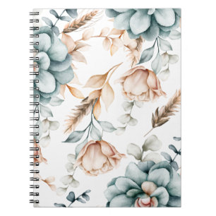 Mooie bloemloze naadloos patroon met vintage notitieboek