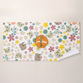 Mooie bloemmonogram meisjes wit badhanddoek (Badhanddoek)