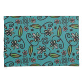 Mooie Bloemmotief Teal Kussensloop (Voorkant-Rechts)