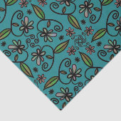 Mooie Bloemmotief Teal Tissuepapier (Detail)